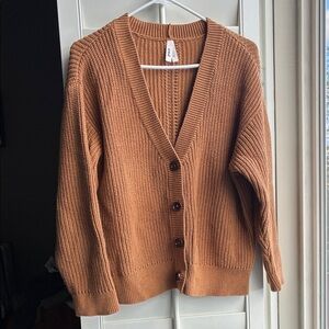 Pact V-Neck Button Front Cardigan Sweater - Camel